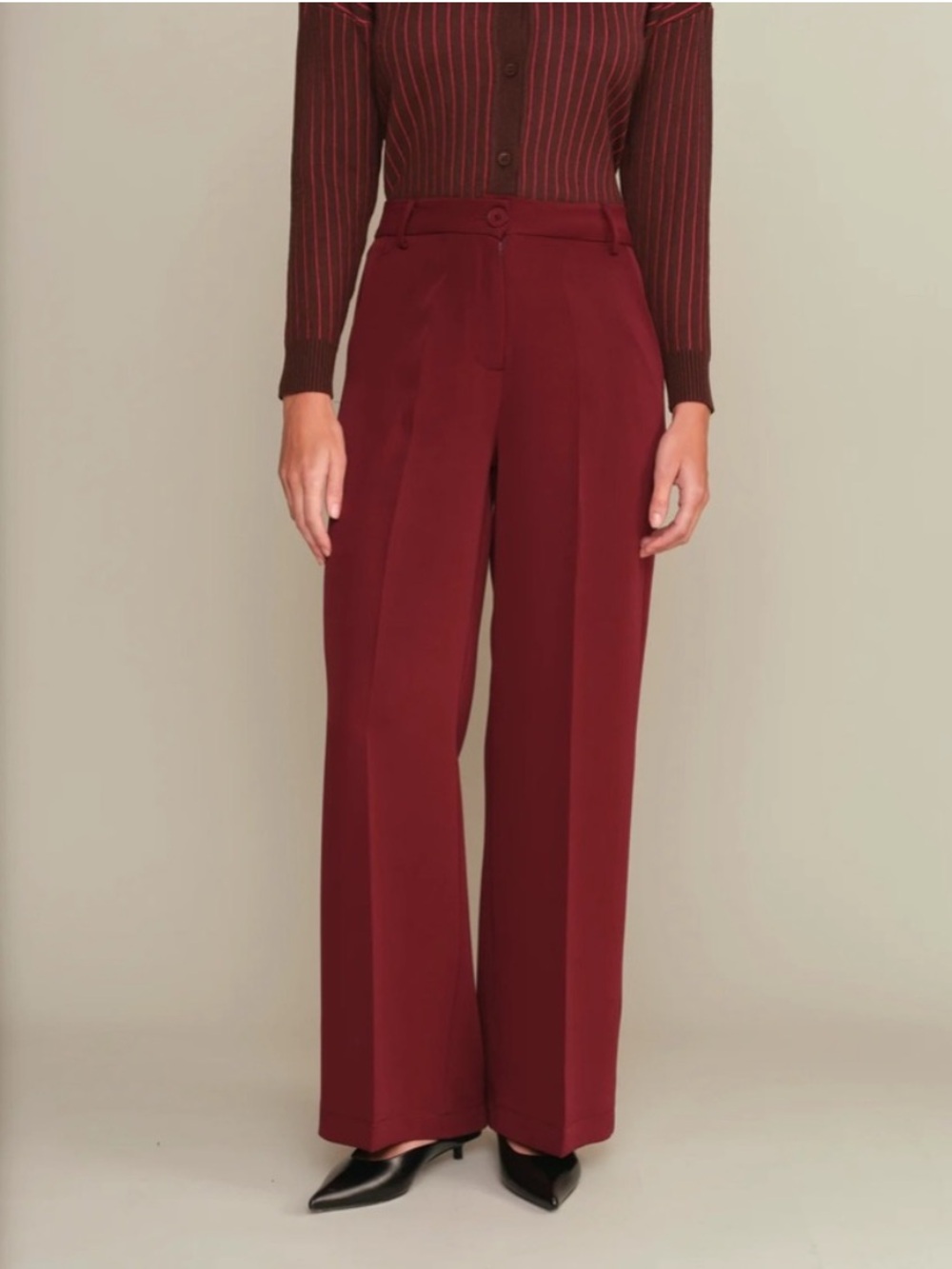 NWT Deluc Wide-Leg Pants in Burgundy Wine